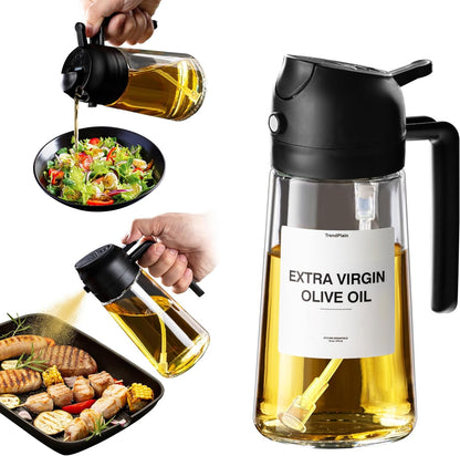16Oz Oil Dispenser Bottle for Kitchen - 2 in 1 Olive Oil Dispenser and Oil Sprayer - 470Ml Olive Oil Bottle 