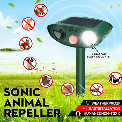 Solar Motion Sensor Repeller with Ultrasonic Pulses and Flashing Light, 4-Pack