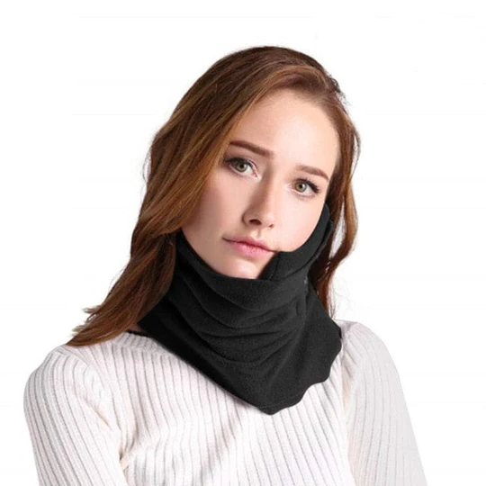 Microbead Neck Pillow with Built-In Phone Holder and Spring Support for Travel