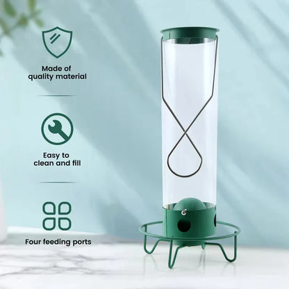 Weight-Activated Bird Feeder with Rotating Perch and Four Feeding Ports All Vera Mart