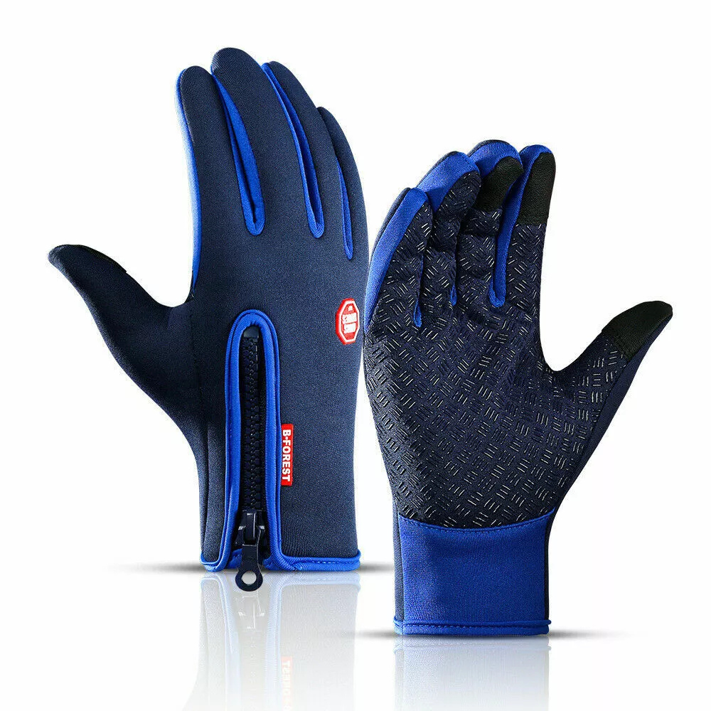 Thermal Touchscreen Gloves with Silicone Grip Palms and Wind-Resistant Shell