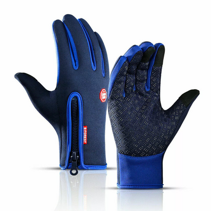 Thermal Touchscreen Gloves with Silicone Grip Palms and Wind-Resistant Shell