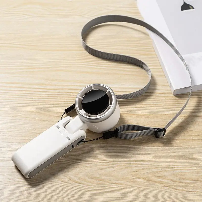 Foldable Handheld Fan with Digital Battery Display and 5-Speed Motor