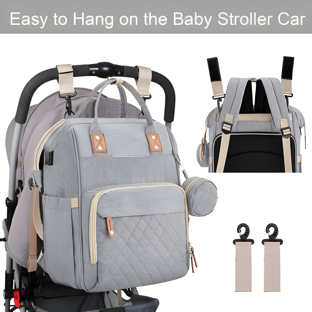 Portable Baby Cot Bag with Mosquito Net and Changing Mat, Bottle Holder