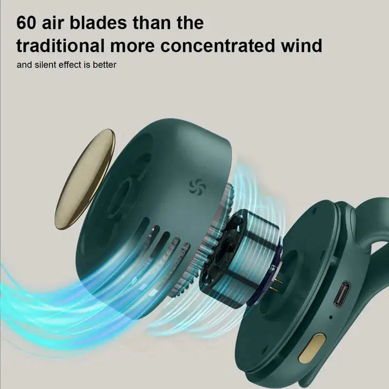 Bladeless Clip Fan with 23-Hour Battery and Neck or Waist Attachment