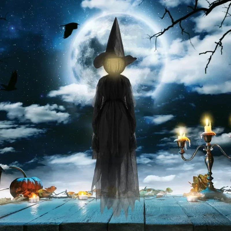 Glowing Witch Figures with Sound Activation and Flickering Lights, Set of 3