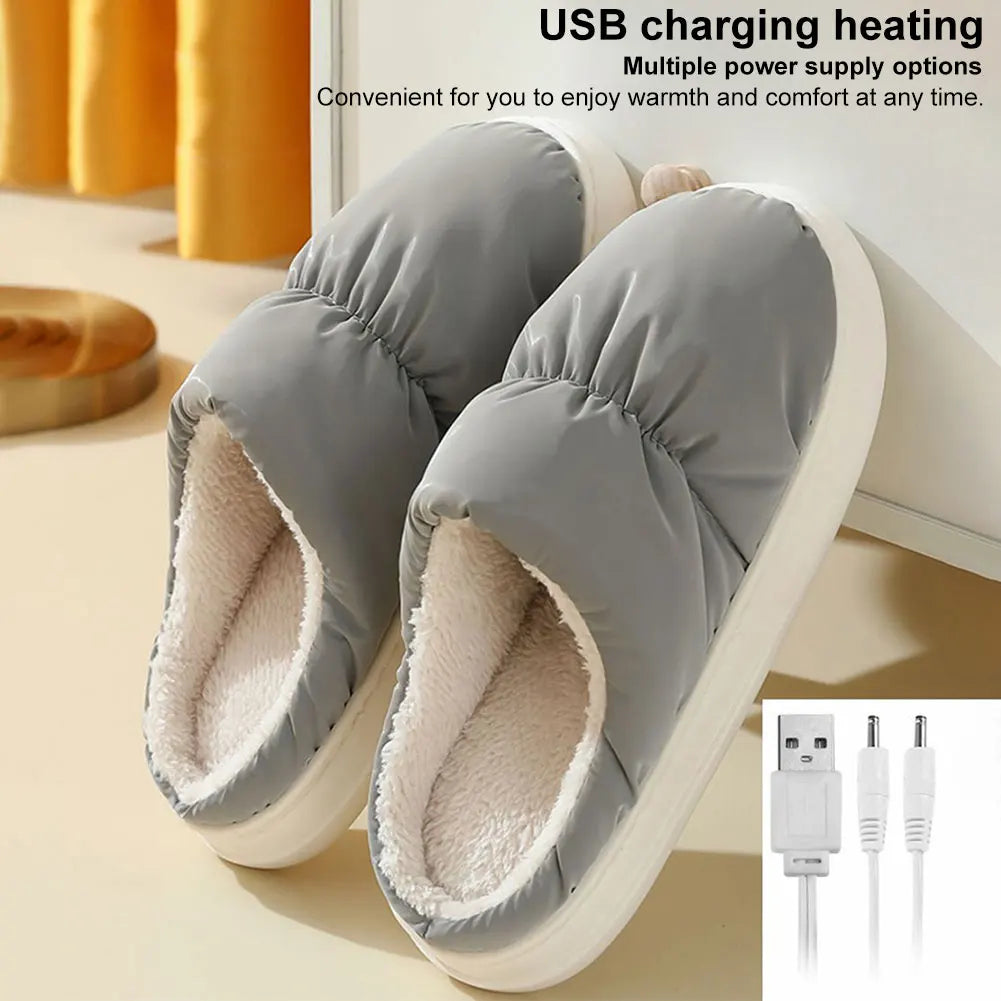 Heated Slippers with Detachable Cord and Non-Slip Sole for Men and Women