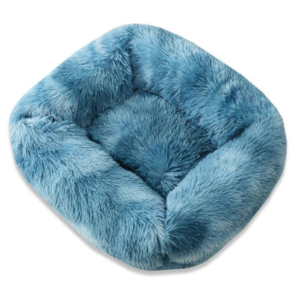 Plush Pet Bed with Raised Edge Support and Machine Washable Cover