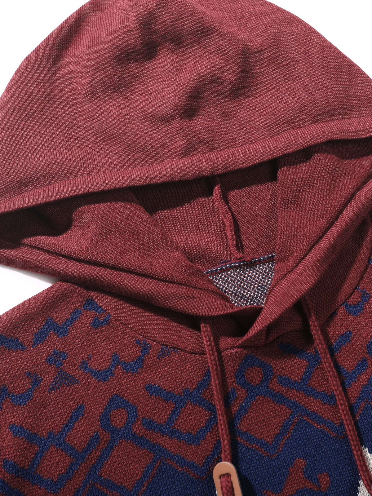 Christmas Hooded Sweater with Reindeer, Snowflake and Star Patterns and a Drawstring Hood in Two Styles