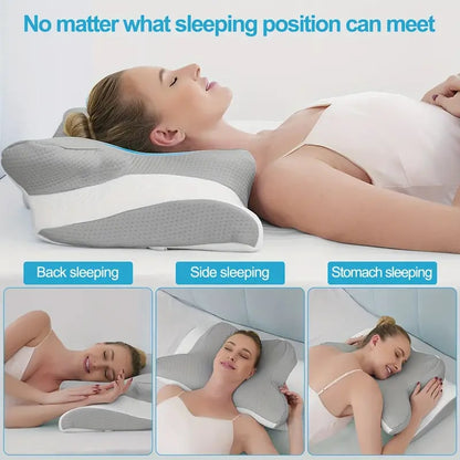 Memory Foam Neck Pillow with Contoured Support and Breathable Cover, Machine Washable