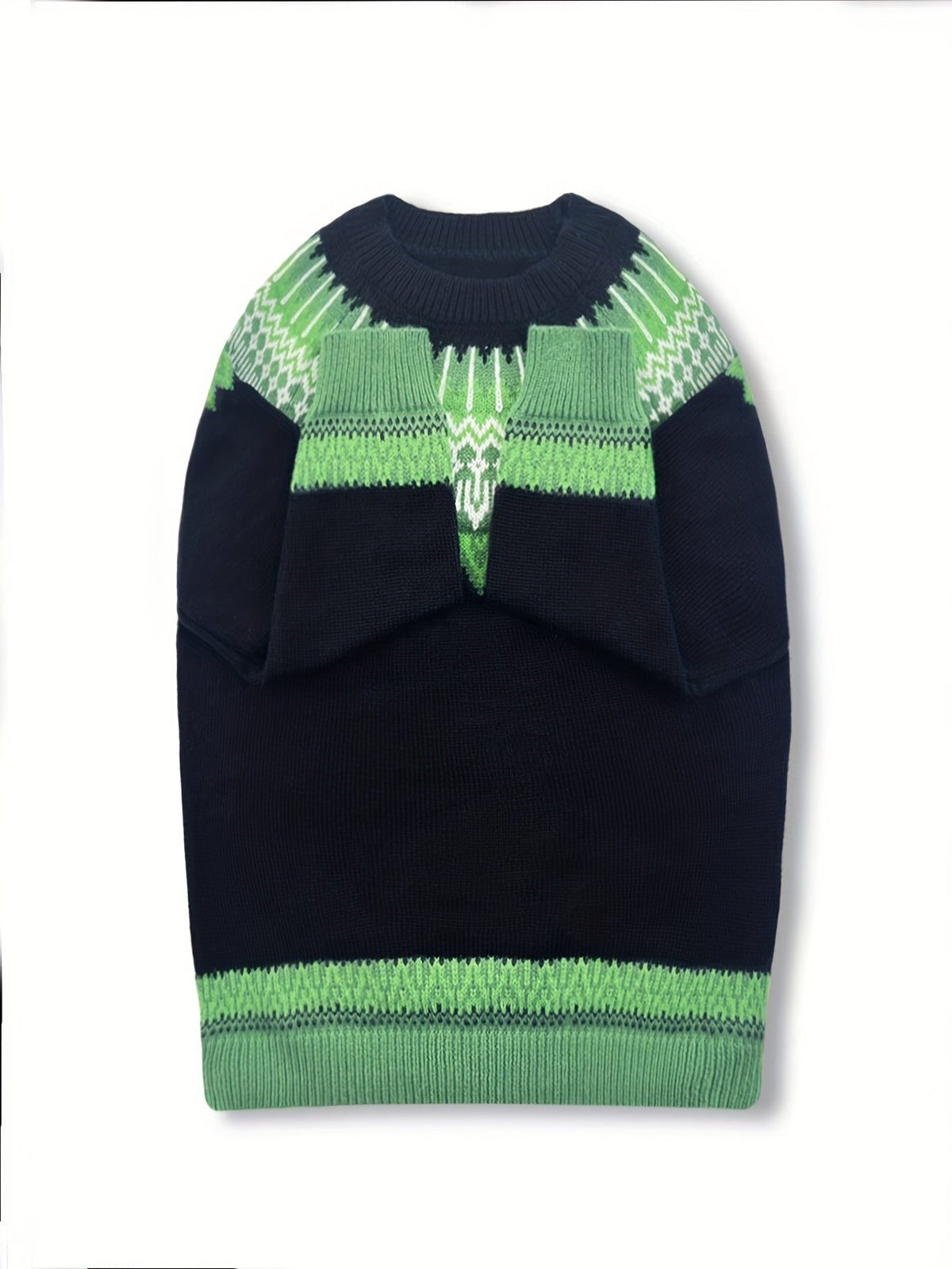 Womens Chunky Jacquard Round Neck Sweater with a Nature Inspired Pattern in Eight Colors