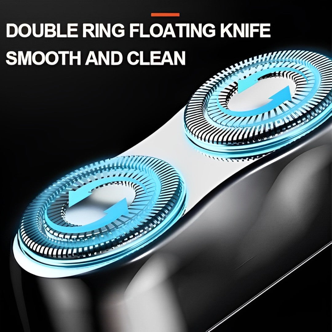 Waterproof Electric Shaver with Dual Rotary Heads and Quiet Motor