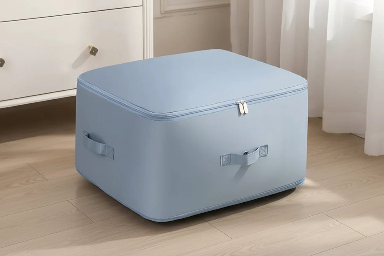 Vacuum-Free Compression Storage Bag with Built-In Zipper Channel and Reinforced Handles