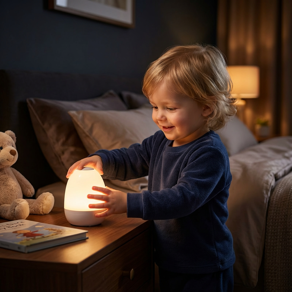 Touch-Activated LED Night Light with Adjustable Brightness and Silicone Body