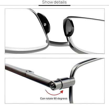 Folding Reading Glasses with Slim Case and Spring Hinge, Lightweight Steel Frame All Vera Mart
