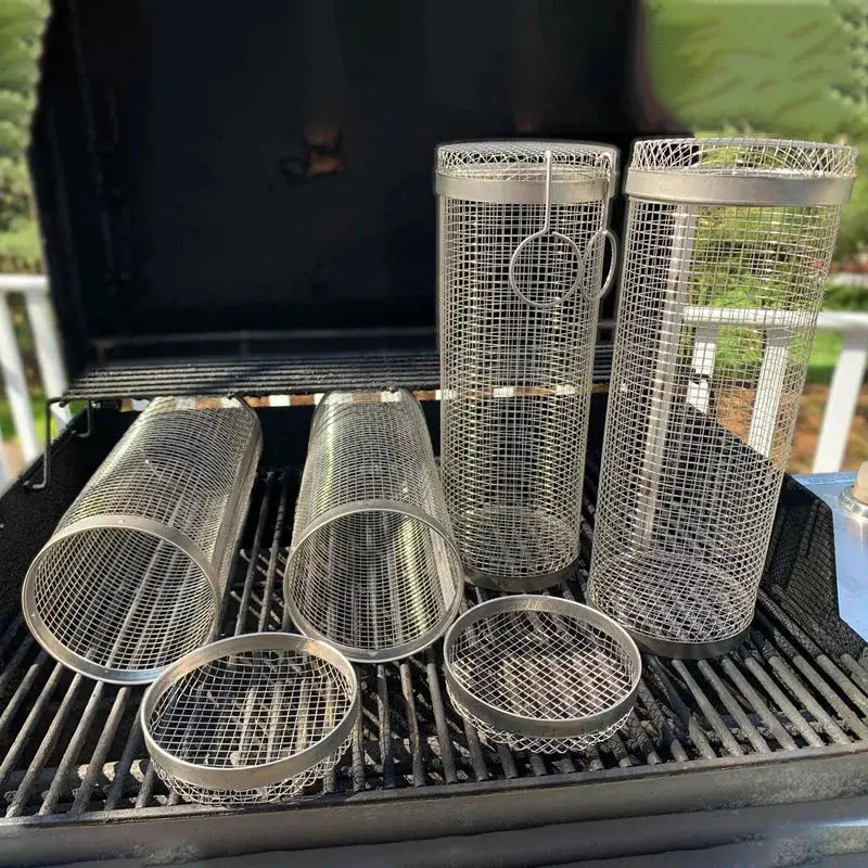 Rotisserie Grill Basket with 360 Degree Rotation and Fine Mesh, Dishwasher Safe All Vera Mart
