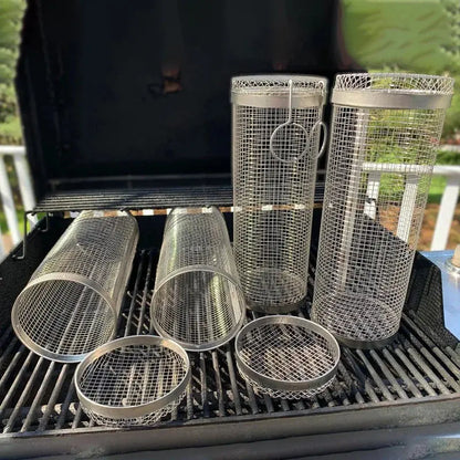 Rotisserie Grill Basket with 360 Degree Rotation and Fine Mesh, Dishwasher Safe All Vera Mart