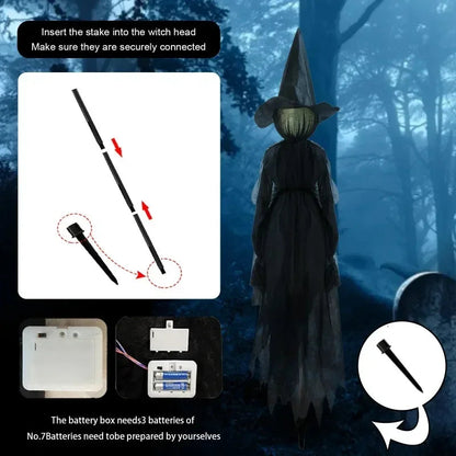 Glowing Witch Figures with Sound Activation and Flickering Lights, Set of 3