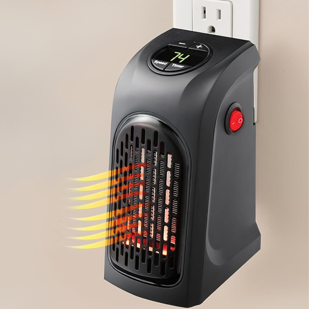 Wall Mount Ceramic Heater with Dual Fan Speed and 12-Hour Timer