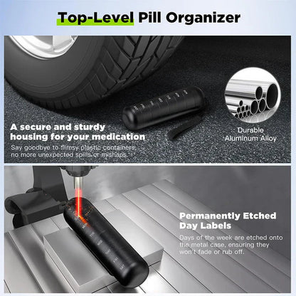 Weekly Medication Organizer with Aluminum Alloy Construction and Silicone Seals, 7-Day Compartments