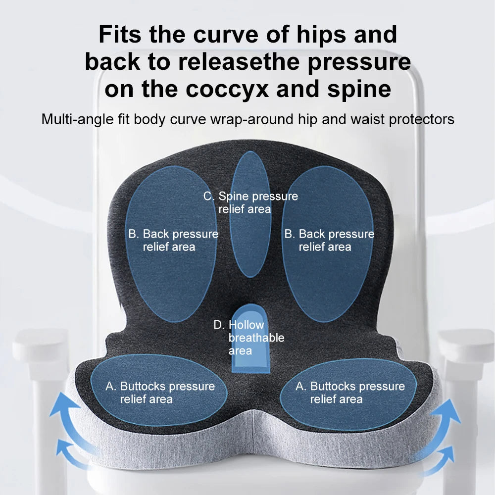 Memory Foam Seat Cushion with Lumbar Support and L-Shaped Backrest