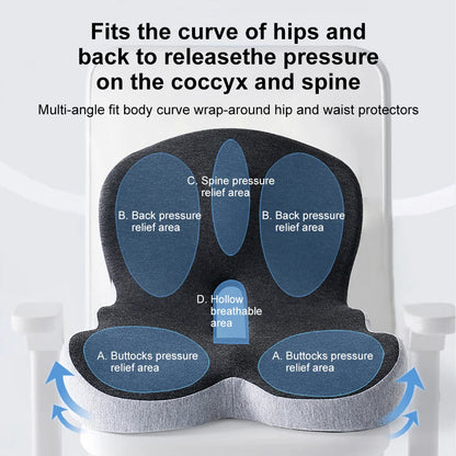 Memory Foam Seat Cushion with Lumbar Support and L-Shaped Backrest