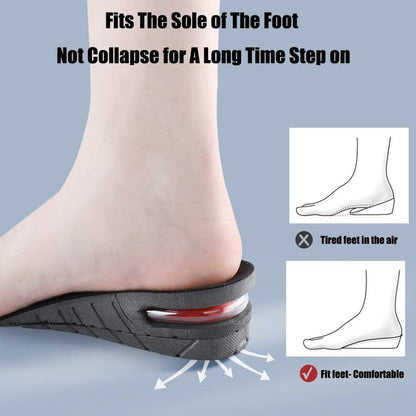 Adjustable Shoe Lift Insoles with Air Circulation and Shock Absorbing Base, Sizes 4.5-9US