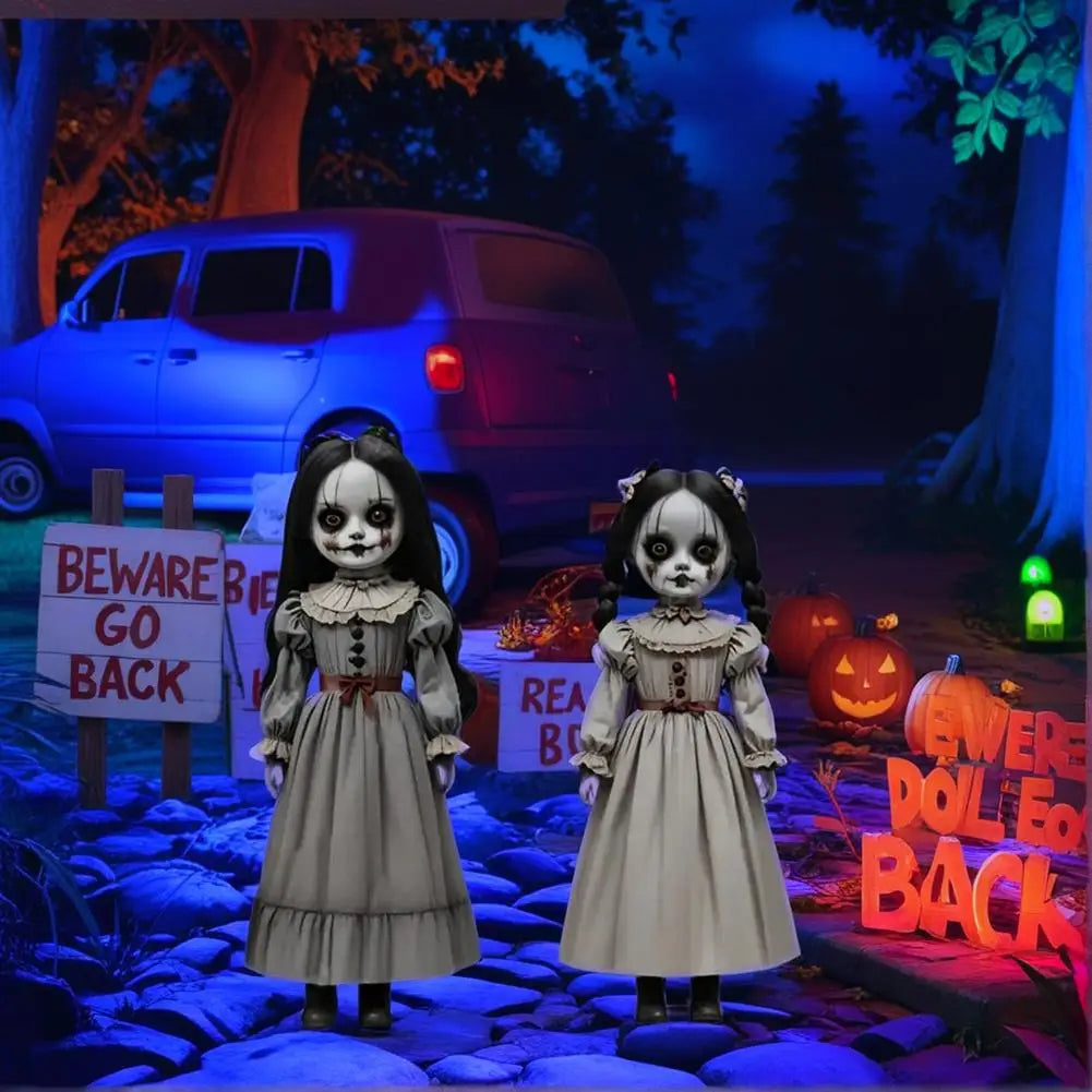 Ghost Doll Yard Decorations with Ground Insertion Base and Realistic Details, Set of 2