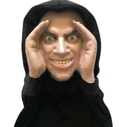 Creepy Peeker Window Decoration with Life Size Hooded Face and Suction Cups