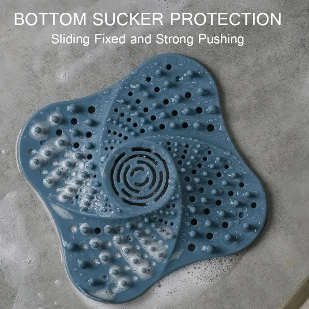 Spiral Shower Drain Hair Catcher with Suction Cups and Center Handle