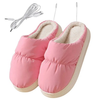 Heated Slippers with Detachable Cord and Non-Slip Sole for Men and Women
