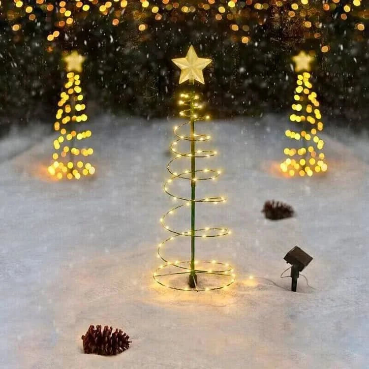 Solar Powered Metal Christmas Tree Light with 50 LEDs, Three Lighting Modes and Warm or Multicolor Glow