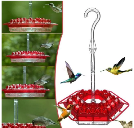 Hummingbird Feeder with Raised Diamond Ports and Ant Guard, 12oz Capacity