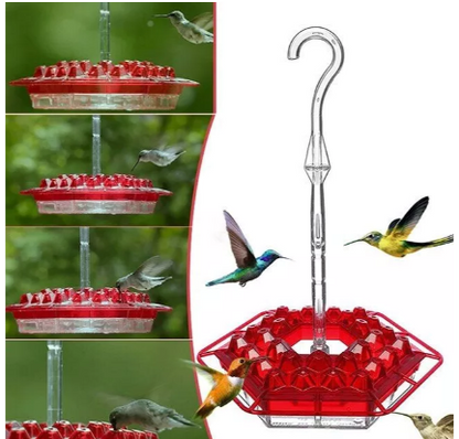 Hummingbird Feeder with Raised Diamond Ports and Ant Guard, 12oz Capacity