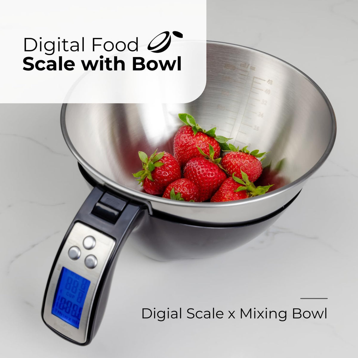 Digital Measuring Cup Scale with Backlit Display and Removable Steel Bowl