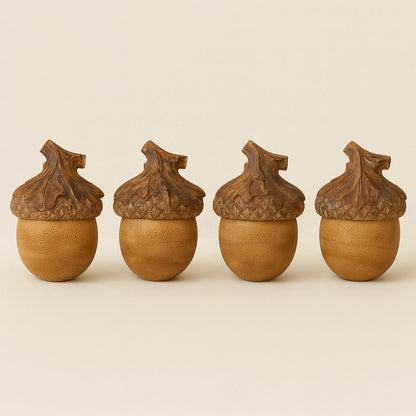 Resin Acorn Sculpture with Textured Cap and Neutral Finish, 5 Inches