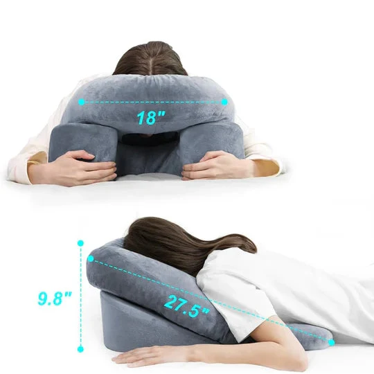 Face Down Recovery Pillow with Memory Foam and Oval Cutout for Surgery Support
