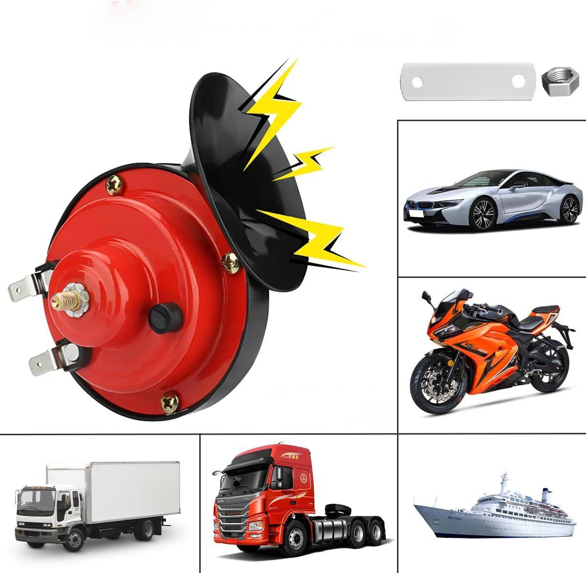 12V Dual Tone Train Horn with 300 Decibel Output and Snail Chamber Design