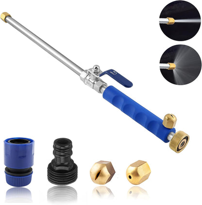 Garden Hose Spray Nozzle with Dual Brass Heads and 10 Meter Reach