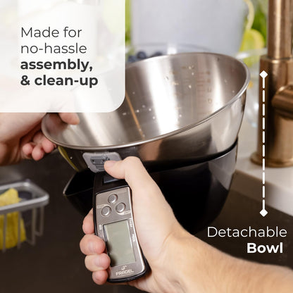 Digital Measuring Cup Scale with Backlit Display and Removable Steel Bowl