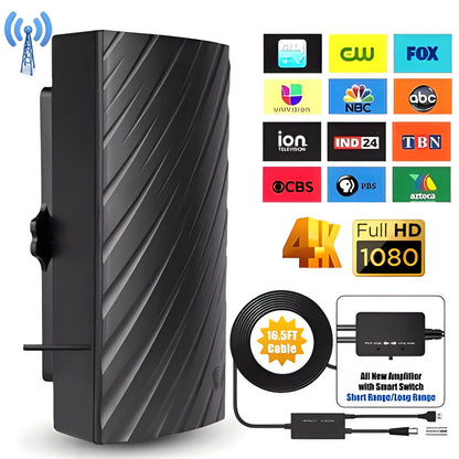 Digital TV Antenna with 39dBi Signal Amplifier and 4K Support, 600 Mile Range