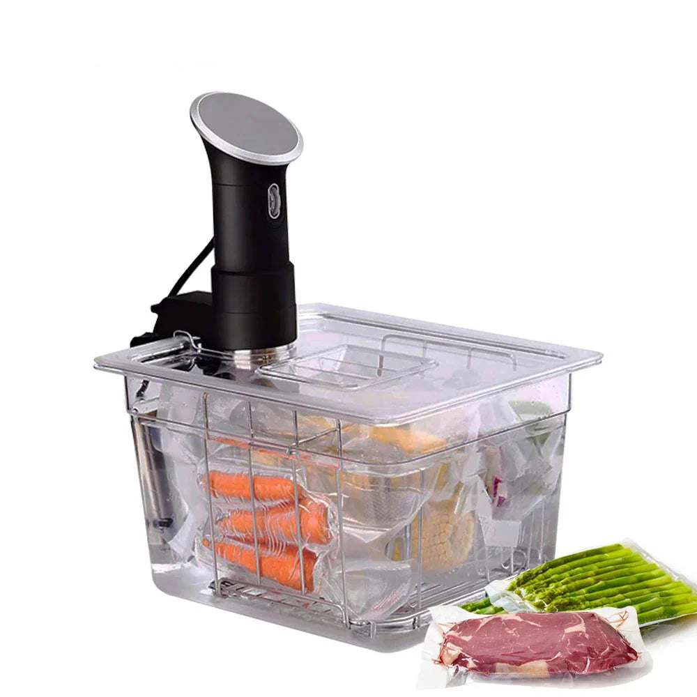 Clear Sous Vide Container with Measurement Markings and Fitted Lid