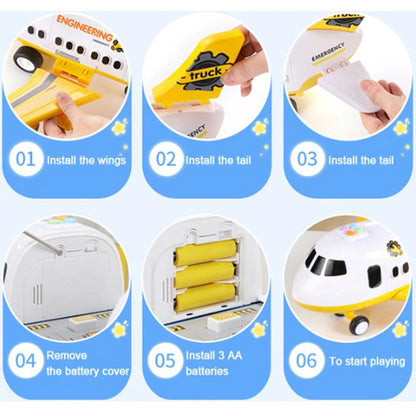Large Airplane Play Set with Interactive Lights and Sounds, 20-Piece Emergency Vehicle Set