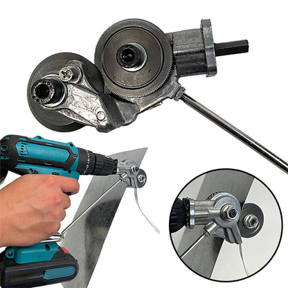 Metal Sheet Cutter Drill Attachment with Safety Guard and Ergonomic Grip