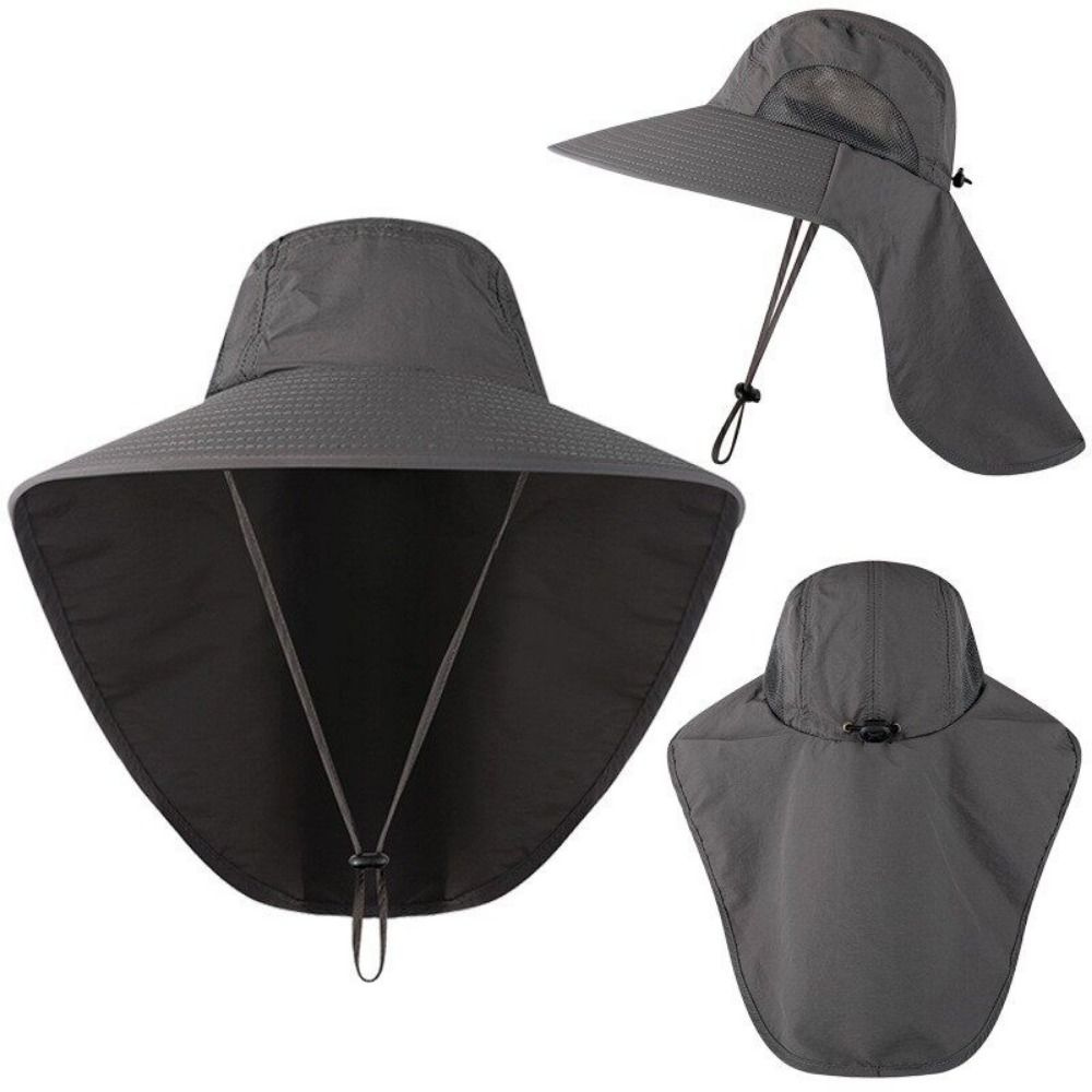 Wide Brim Fishing Hat with Mesh Panels and Adjustable Chin Strap, UV Blocking