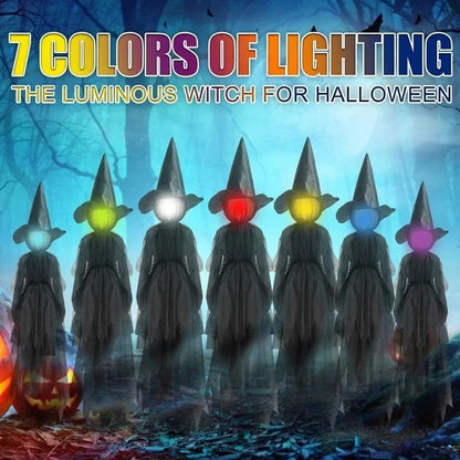Glowing Witch Figures with Sound Activation and Flickering Lights, Set of 3