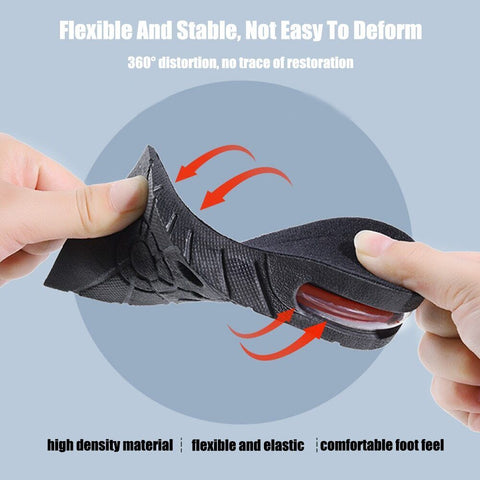 Adjustable Shoe Lift Insoles with Air Circulation and Shock Absorbing Base, Sizes 4.5-9US