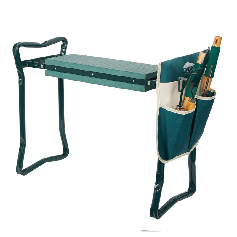 Garden Kneeler and Seat with Padded Cushion and Side Handles, Foldable Green