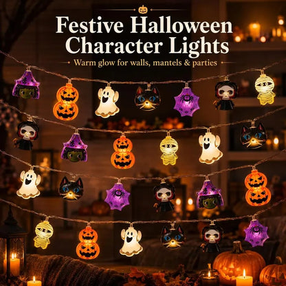 Pumpkin LED String Lights with Warm Glow and Universal Power Connection