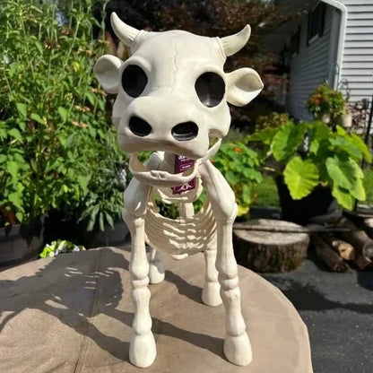 Skeleton Animal Resin Decorations with Carved Bone Details for Halloween